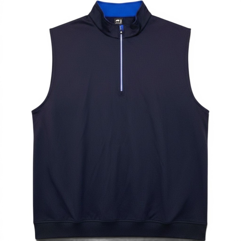 FootJoy Mens Golf Vest Navy Blue 1/4 Zip Sleeveless Pullover Performance XL